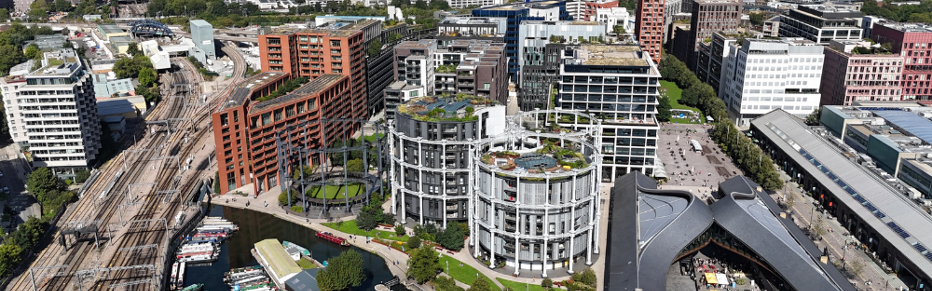 Mixed use development with offices, homes, parkland and retail.